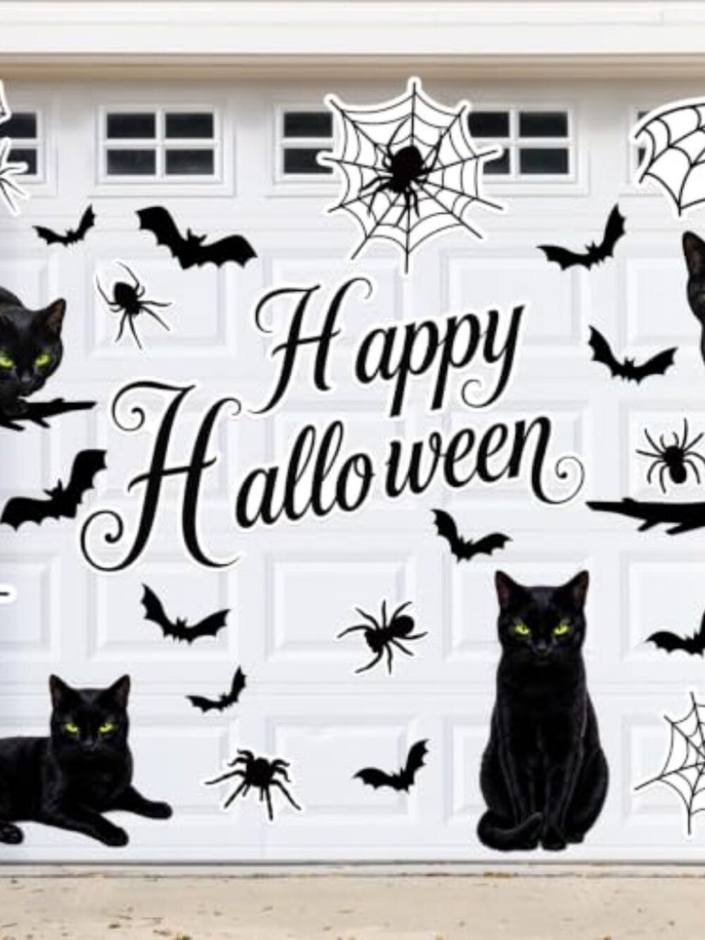 28Pcs Halloween Garage Door Decorations Black Cat Magnets Set